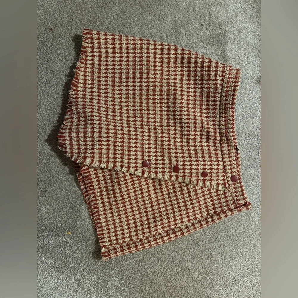 NWT Shinestar Burgandy and Cream Mini Skort - Picture 3 of 7